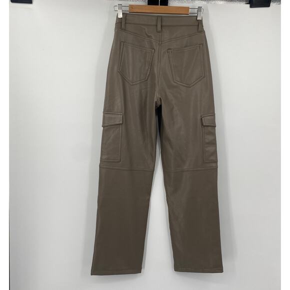 Abercrombie & Fitch The 90s Relaxed Pants High Rise Curve Love Vegan Leather 17 - Picture 9 of 13